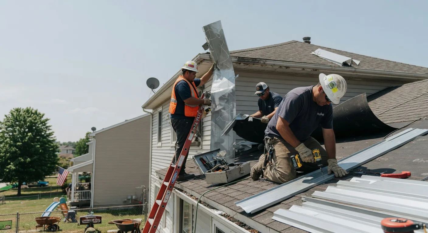 Storm Damage Metal Roof Repair in Hartford, KS
